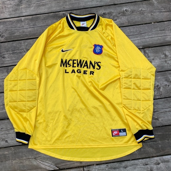 Vintage 1997-1999 Nike Glasgow Rangers Goalkeeper Shirt Large Satin - Picture 8 of 9